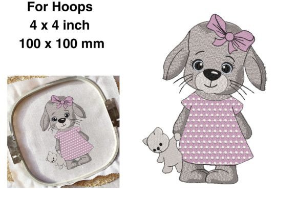 Baby Bunny Girl with Toy Cat Embroidery Review