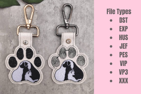 Cat Dog Paw ITH Key Fob