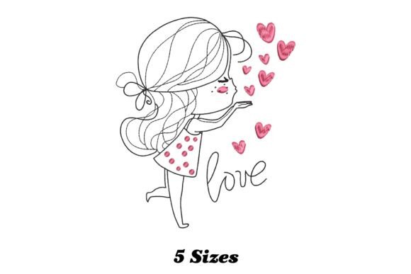 Love Heart Beautiful Cute Girl Embroidery Review
