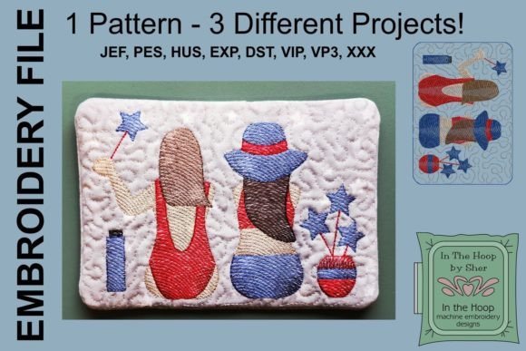 Patriotic Girls Mug Rug or Doorknob Hang