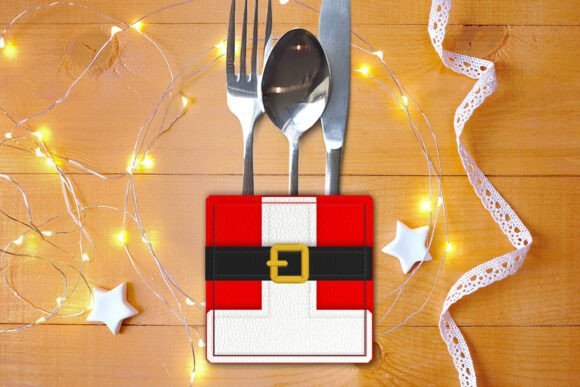 Santa Suit Silverware Sleeve ITH