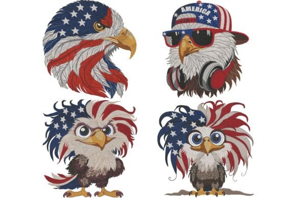 Set of 4 American Patriotic Eagle Flag